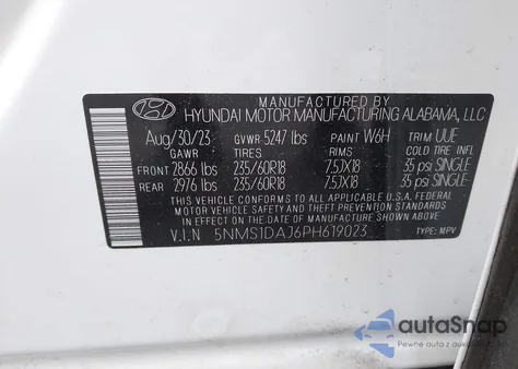 2023 Hyundai Santa Fe Se из США, поврежденный, VIN 5NMS1DAJ6PH619023